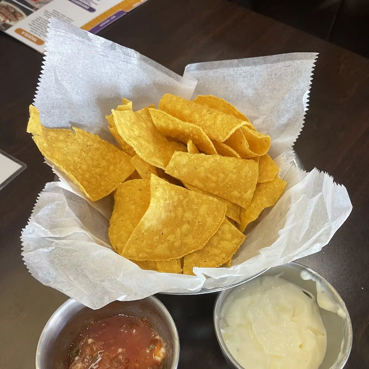 Chips Salsa and Cheese Dip