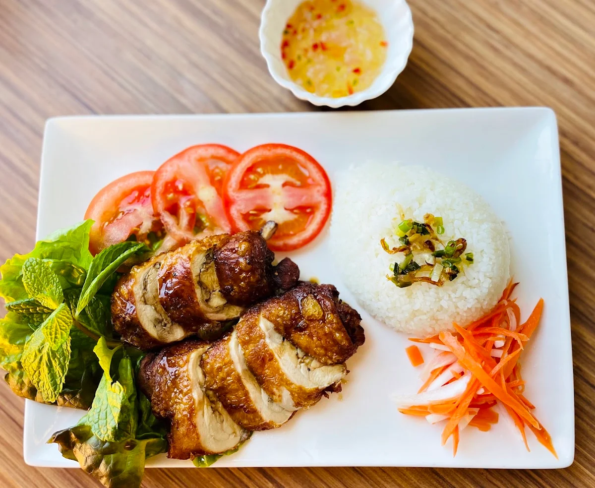 Crispy Salmon over Broken Rice and Homemade, Chats Vietnamese
