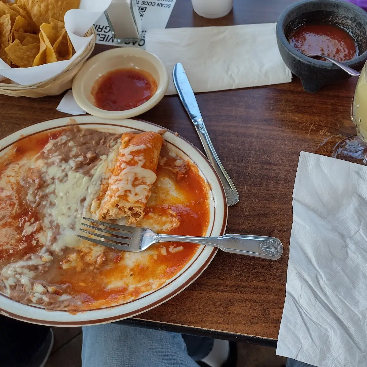 Guacamole Rice and Beans Chicken Enchiladas Verdes