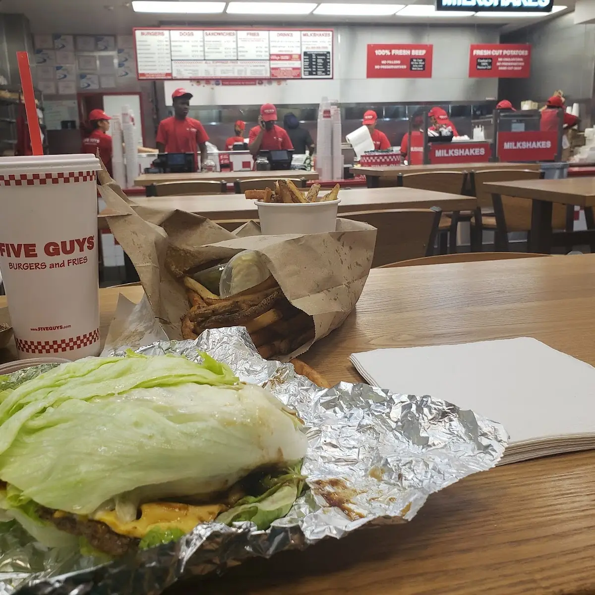 Lettuce Wrap Cheeseburge and Fries