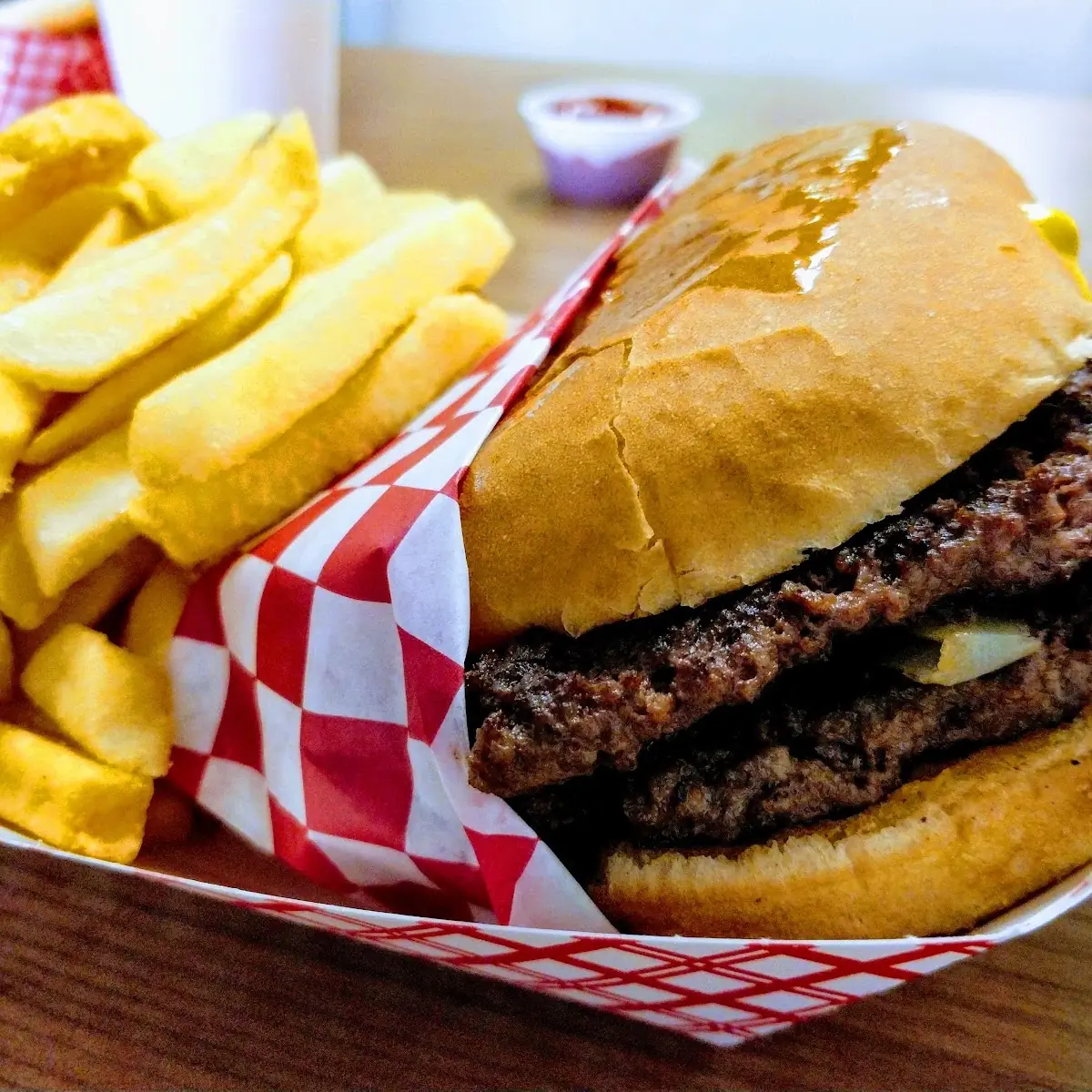Double Hamburger and Fries