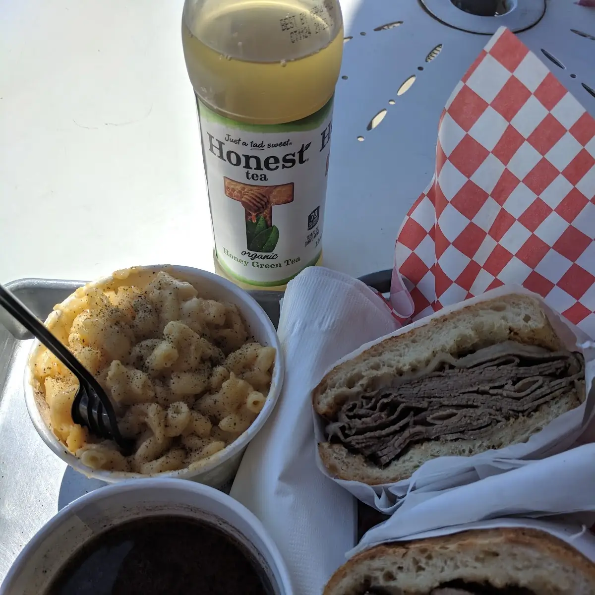 French Dip and Macaroni and Cheese
