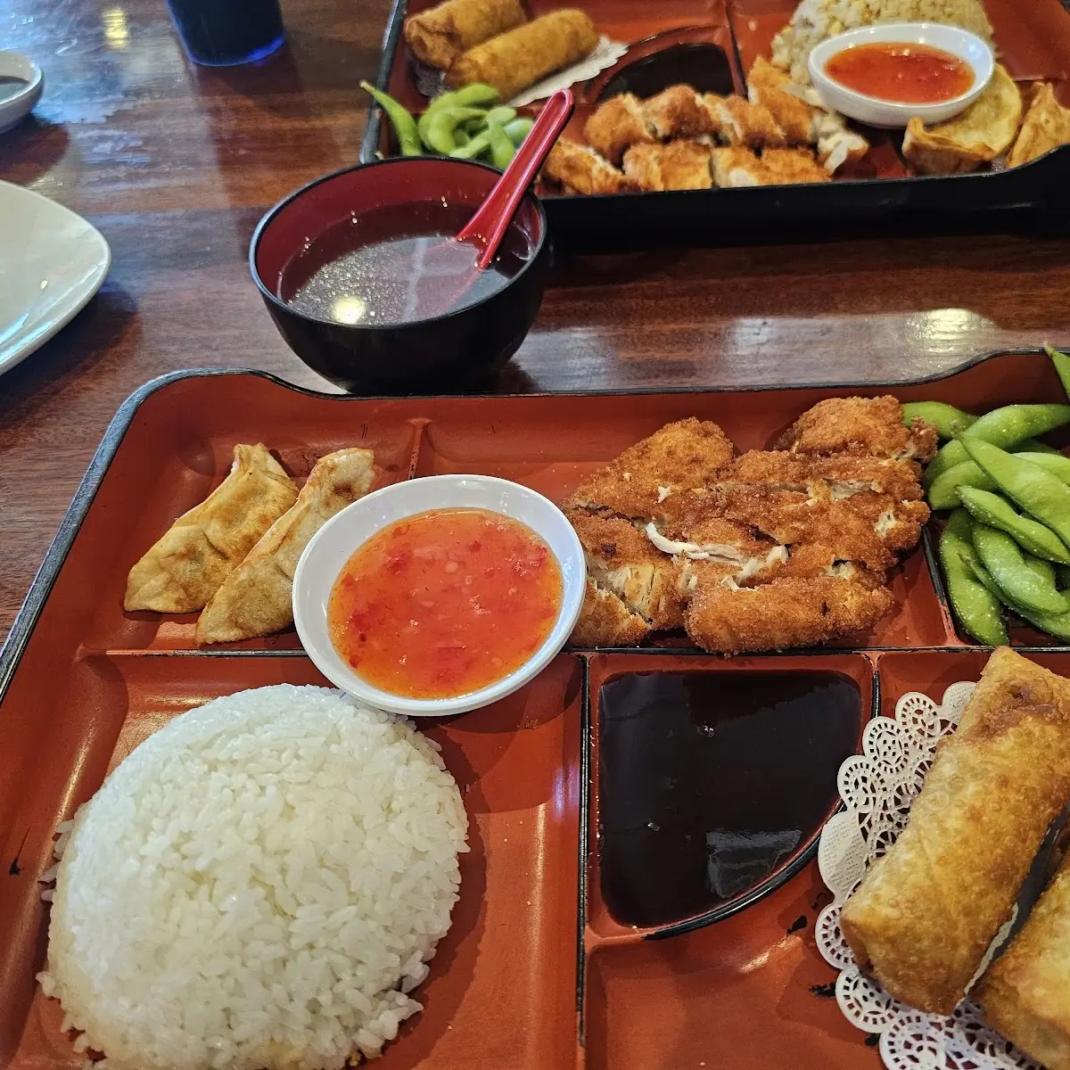 Bento Box w Chicken Katsu Egg Rolls & Goyza