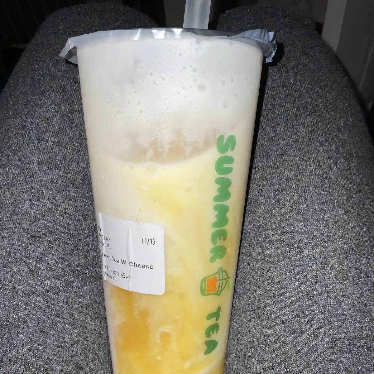 Iced Mango Green Tea with Cheese Foam