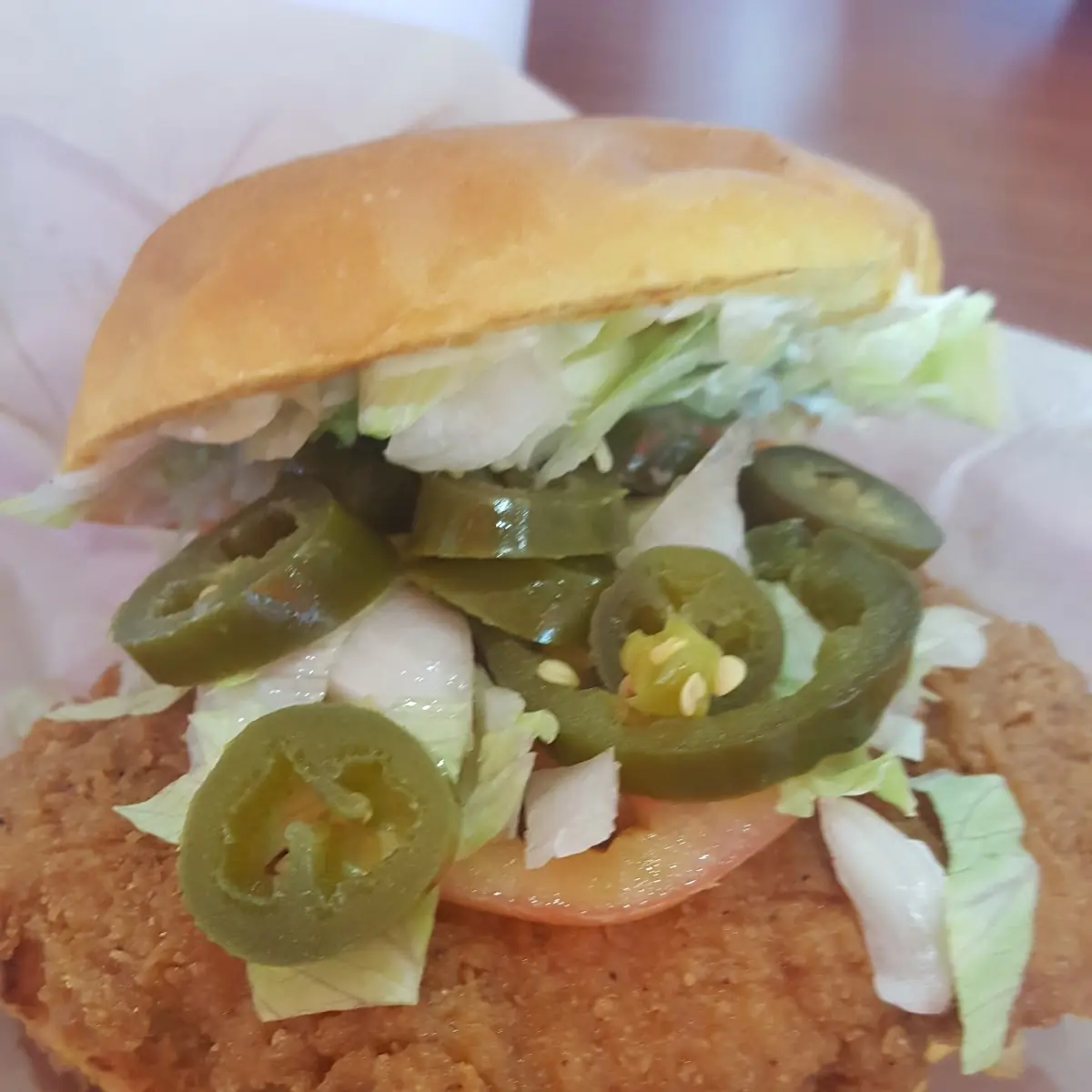 Chicken Fried Burger with Jalapenos