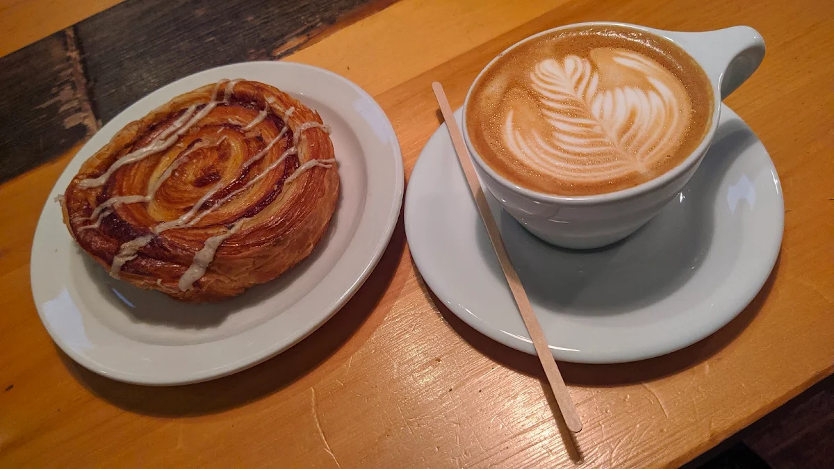 Cinnamon Roll and Café Latte