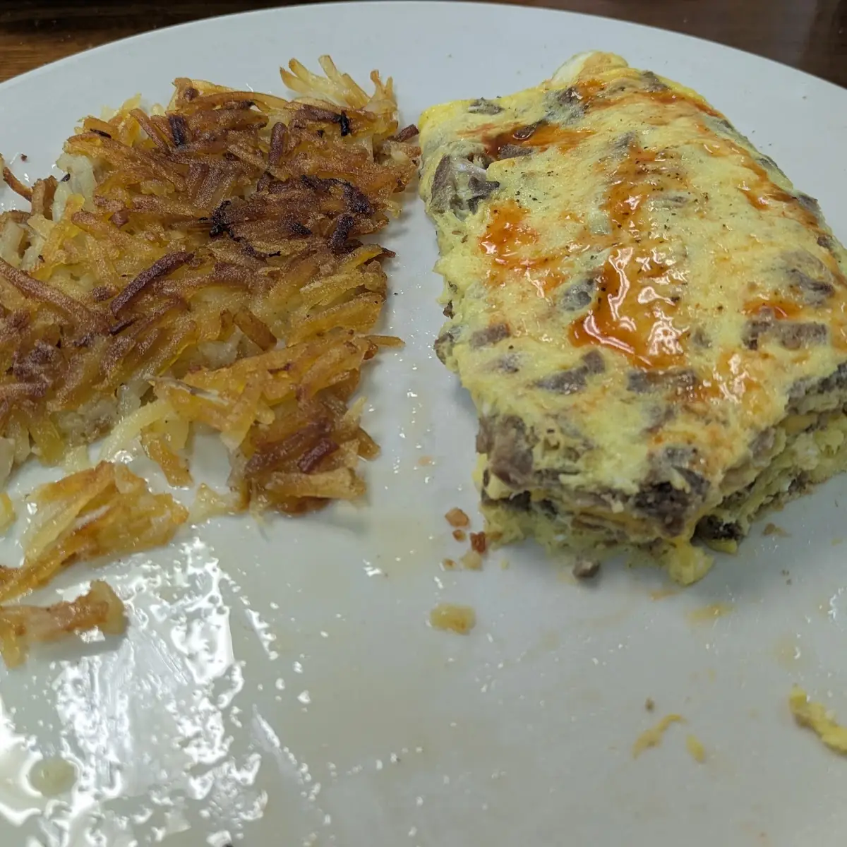 Sausage Omelette with Hash Browns