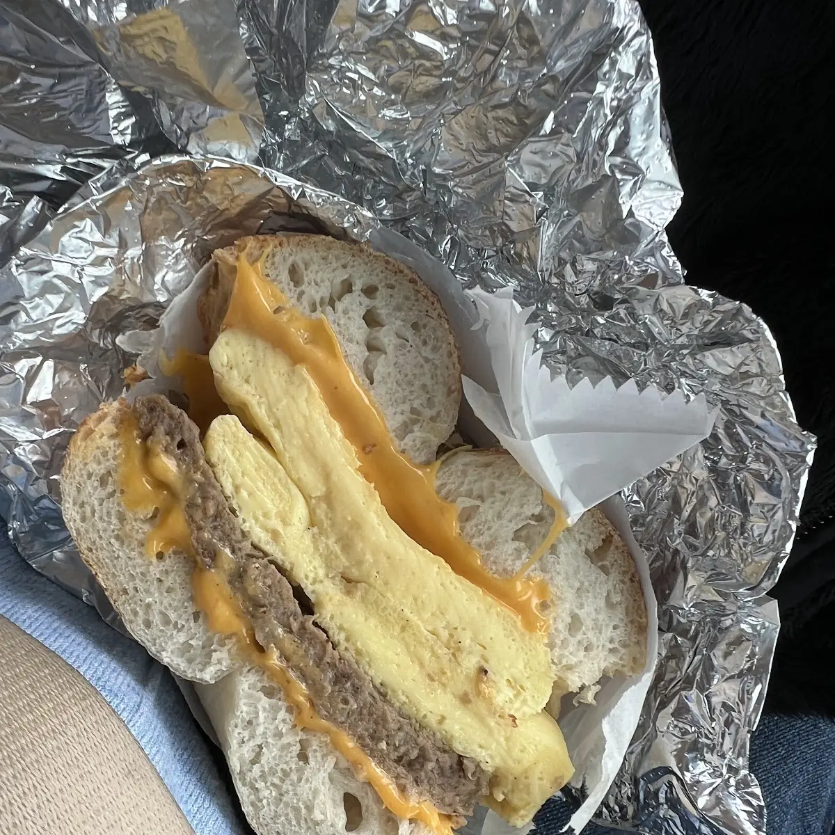 Sausage Egg and Cheese on a Bagel