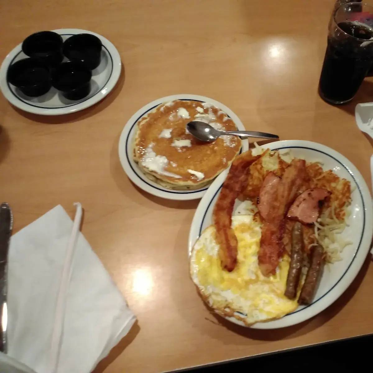 Breakfast Sampler Platter with Dr Pepper