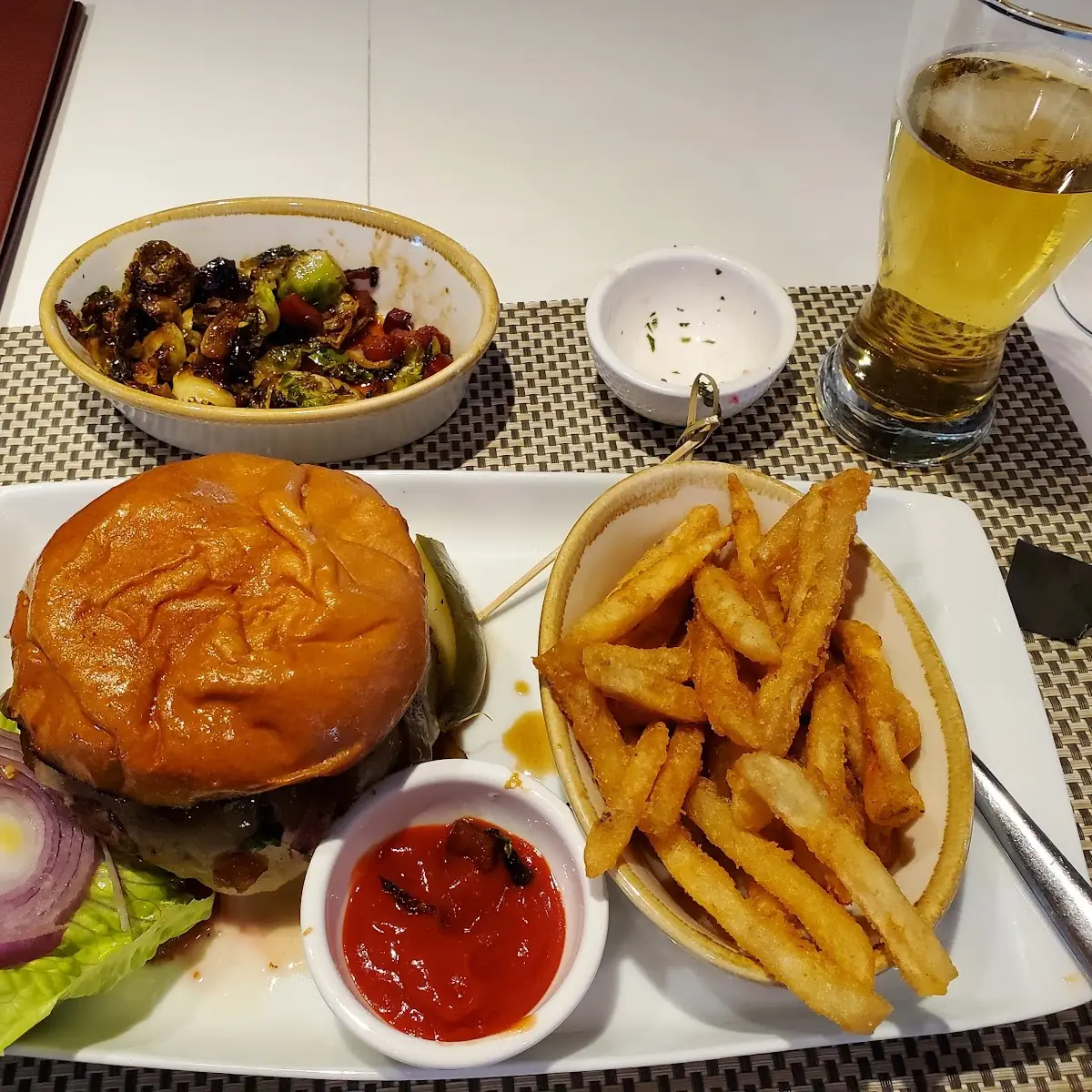 Mexican Burger and Brussels Sprouts