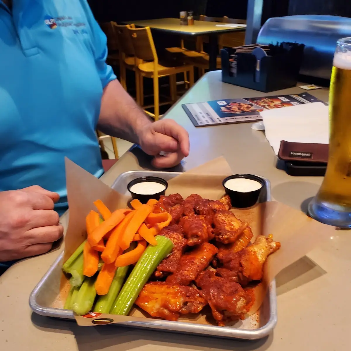 Dry Rub Wings Celery and Carrots with Ranch