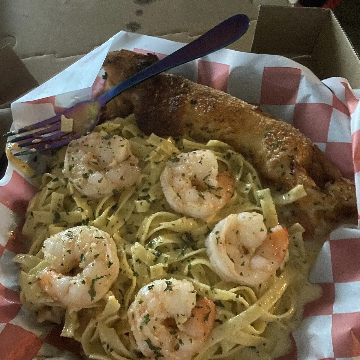 Shrimp Alfredo Pizza Slice