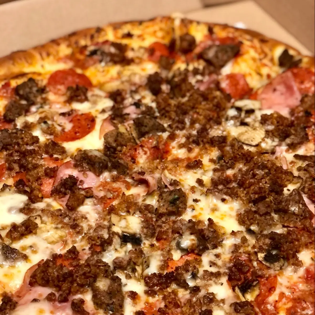 Meat Pizza with Mushrooms