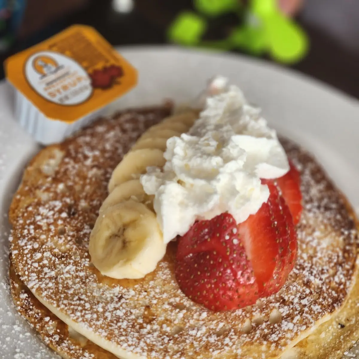 Pancakes with Banana and Strawberry Toppings