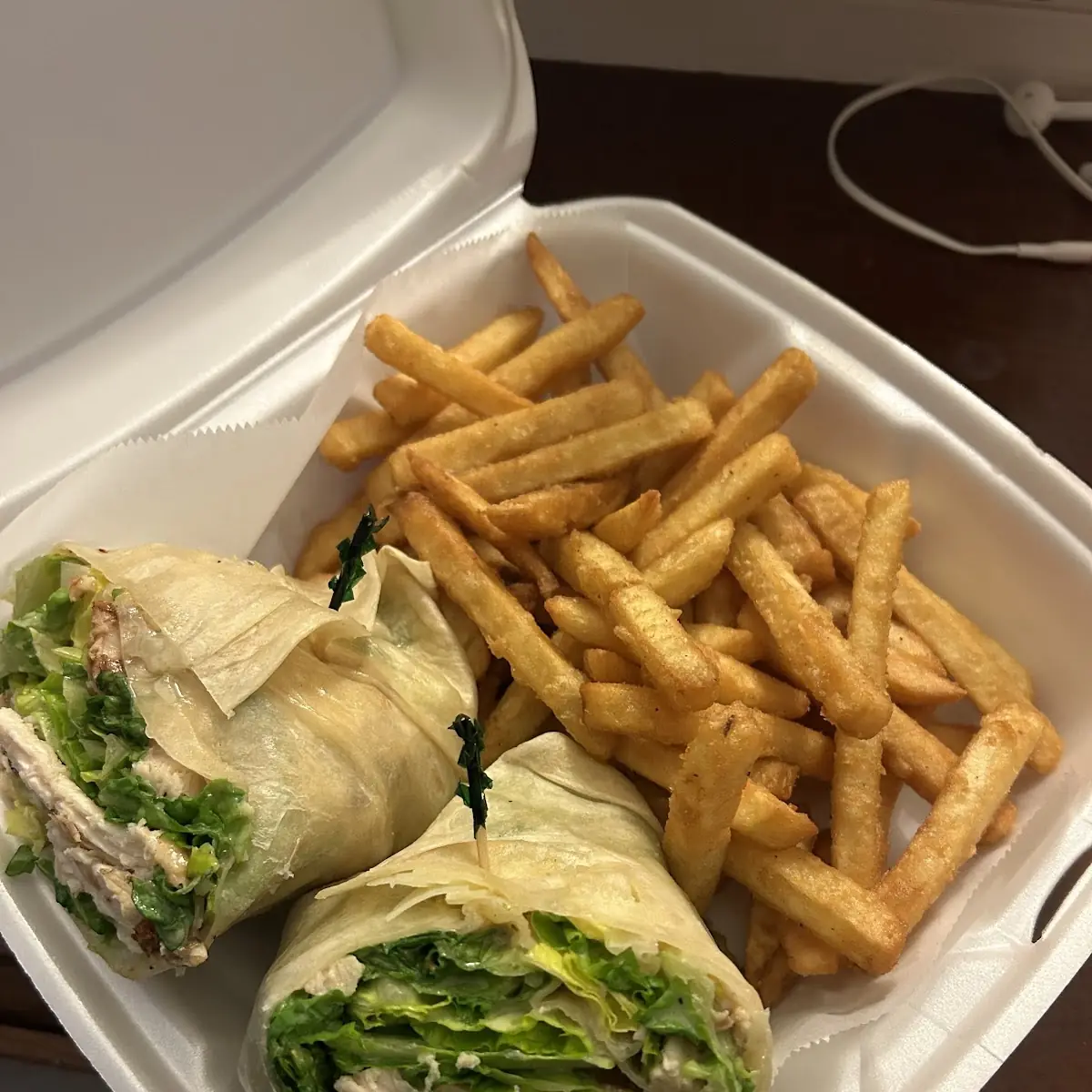 Chicken Caesar Wrap and Fries