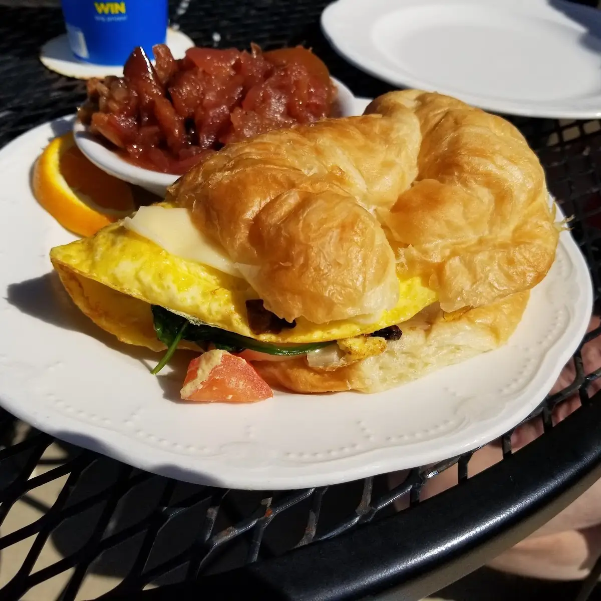 Veggie Omelette on a Croissant