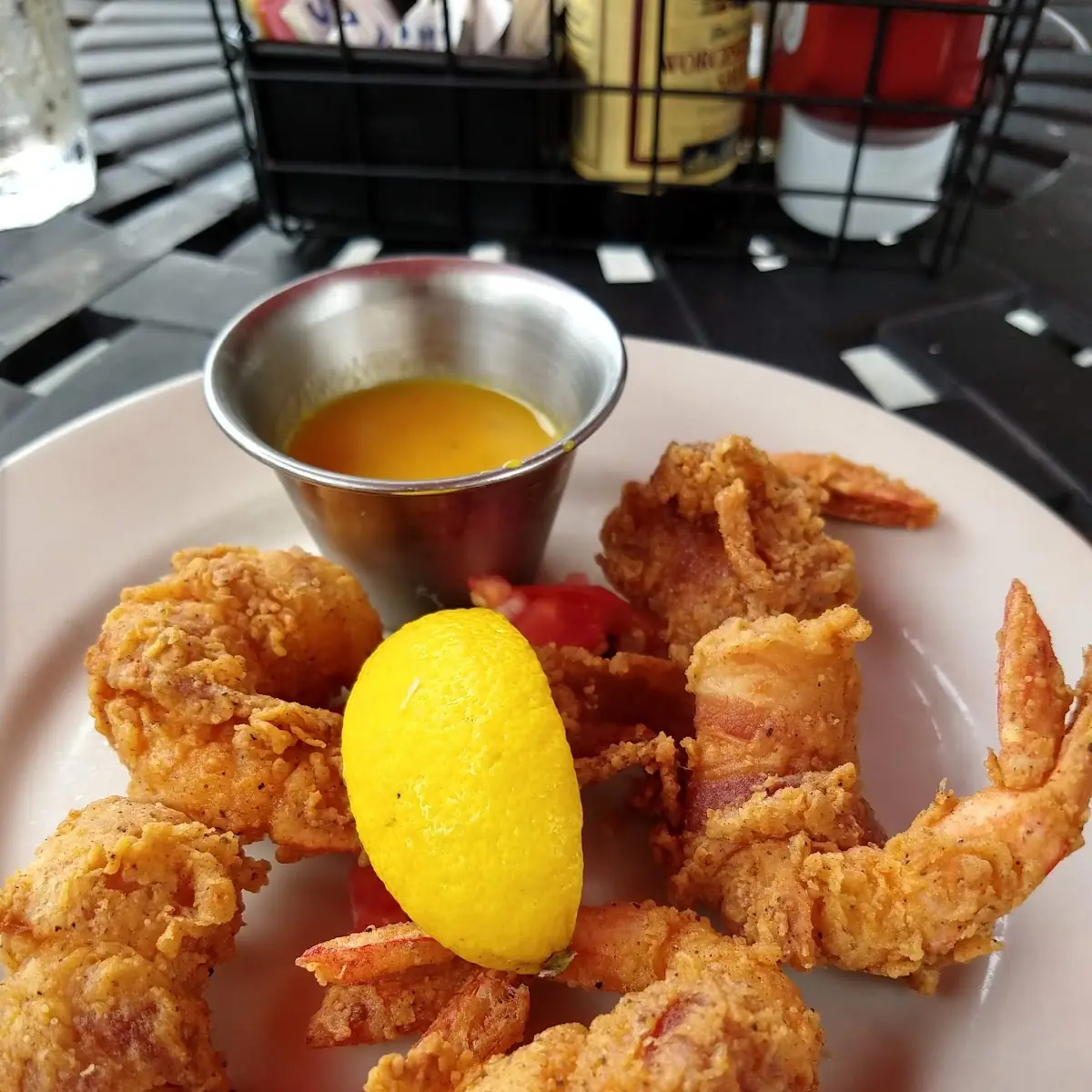 Bacon Wrapped Shrimp with Mustard BBQ Sauce