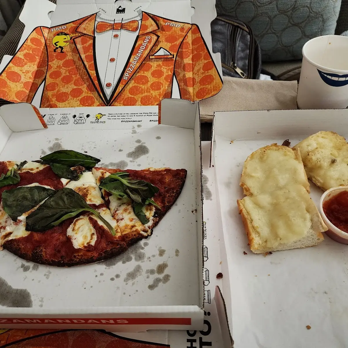 Spinach Pizza Margherita & Garlic Cheese Bread