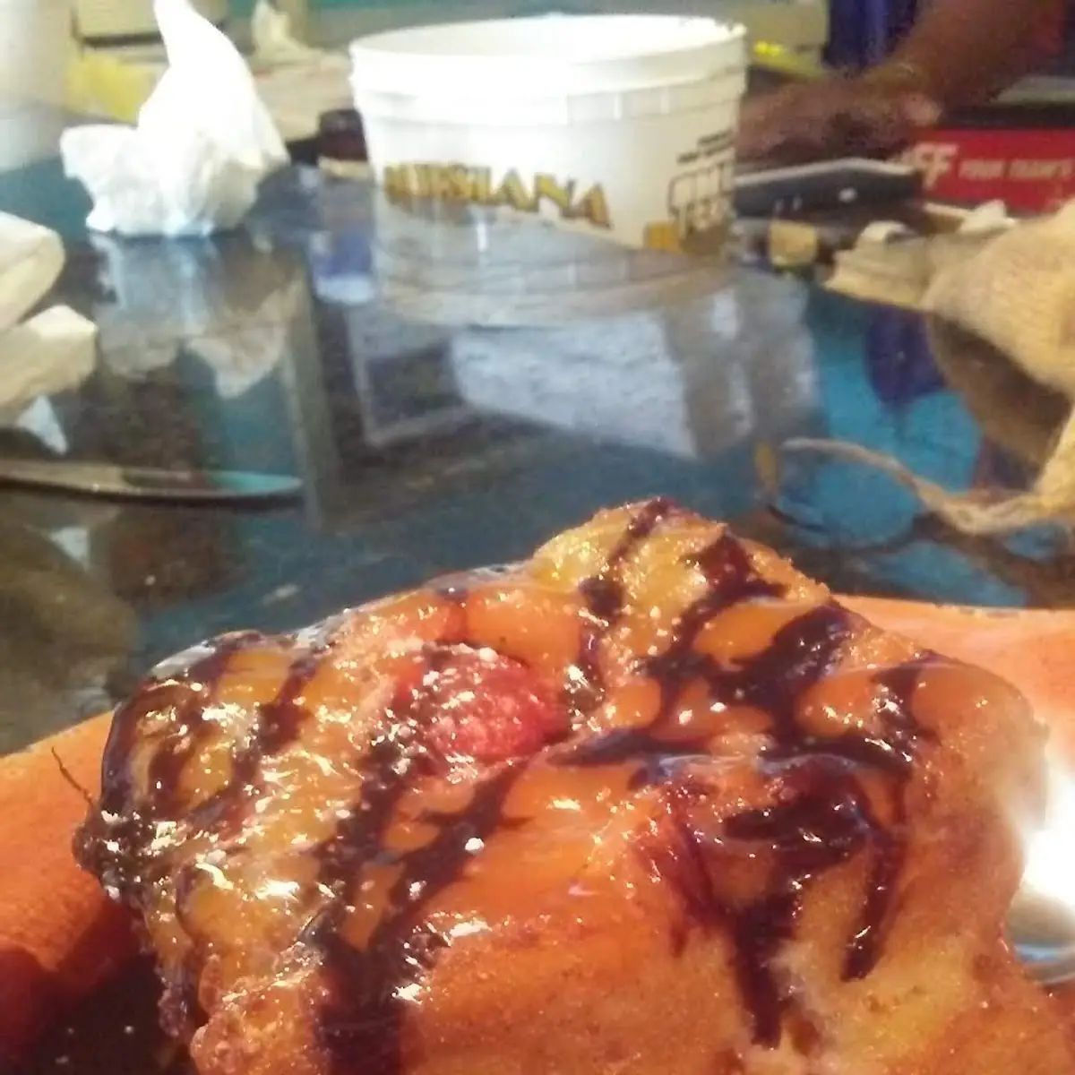 Deep Fried Pineapple Upside Down Bread Pudding