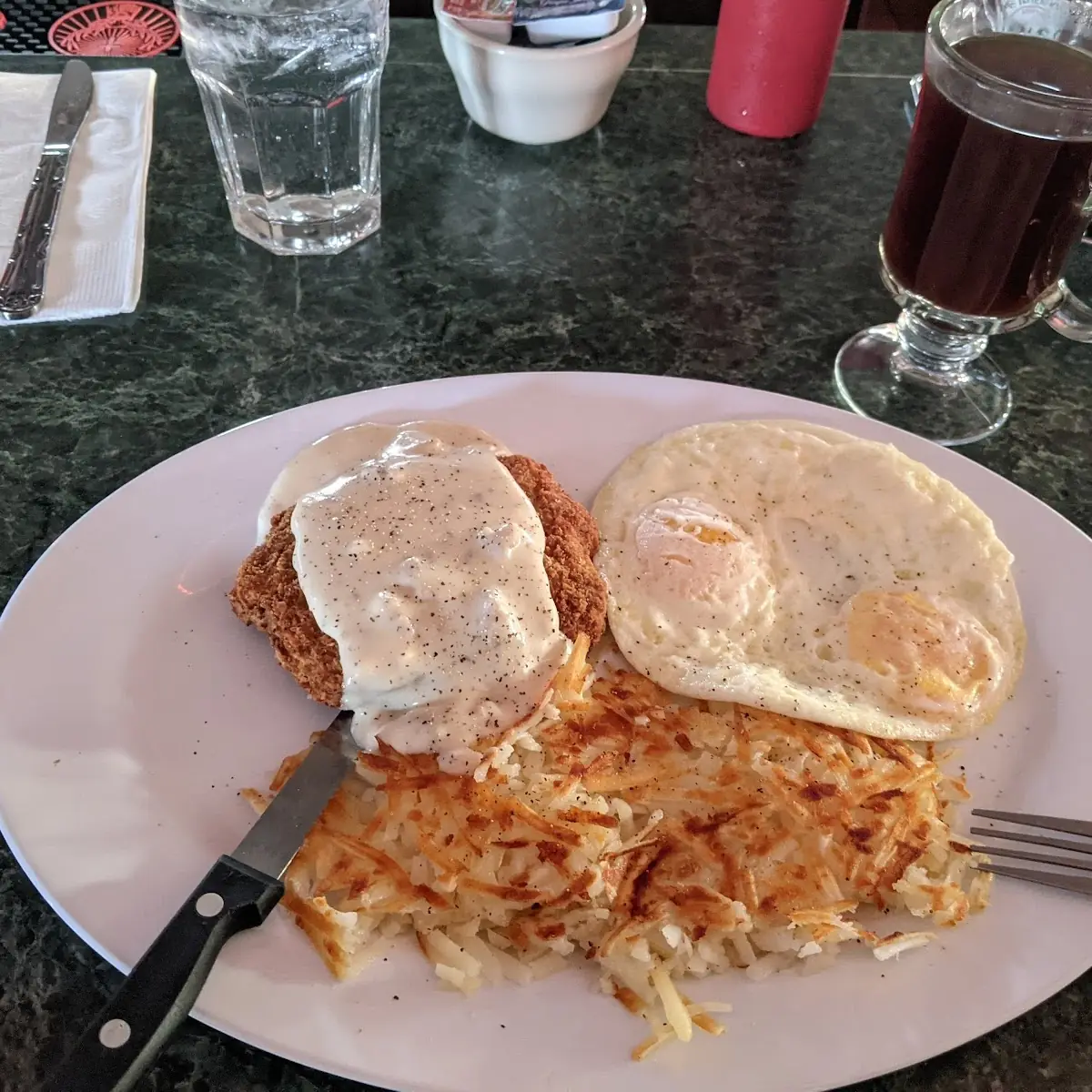 Country Fried Steak and Eggs