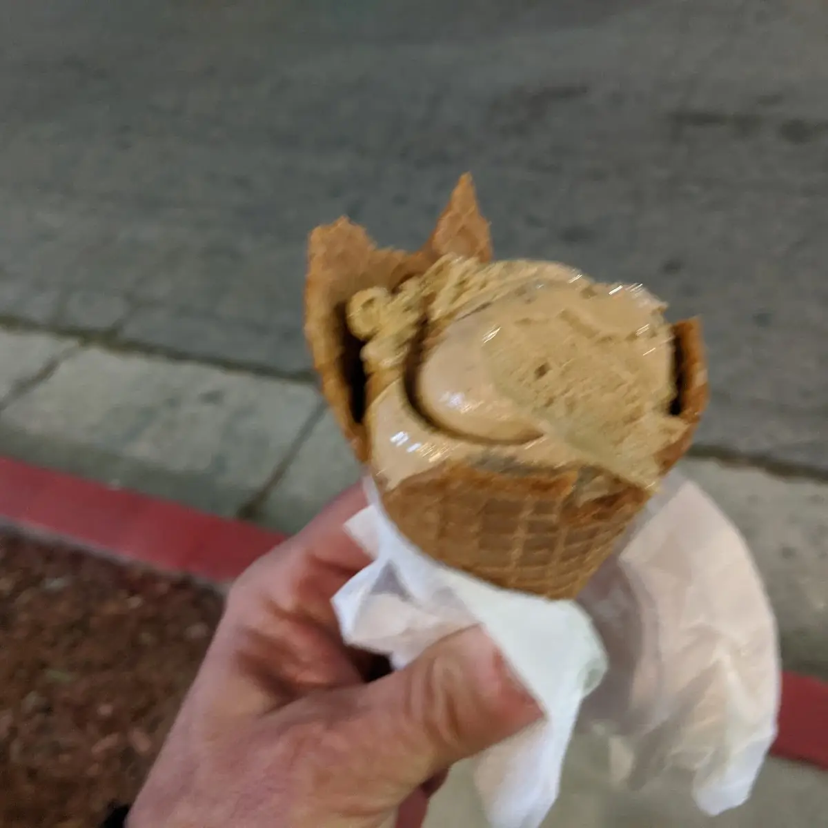 Coffee Ice Cream in a Waffle Cone