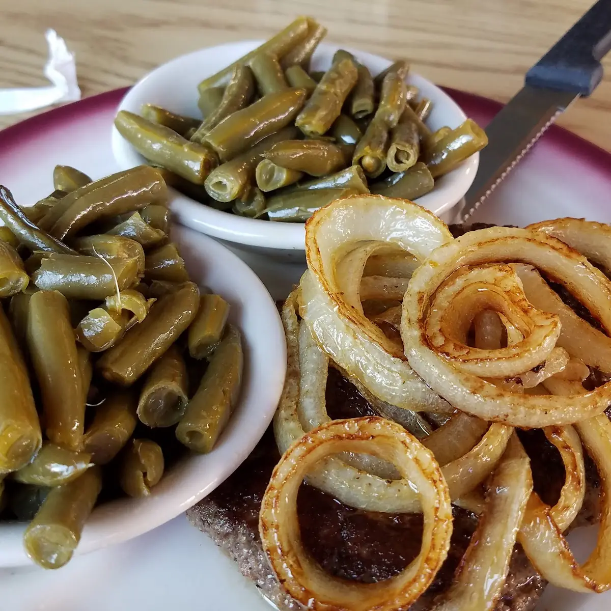 Hamburger Steak Onions & Green Beans