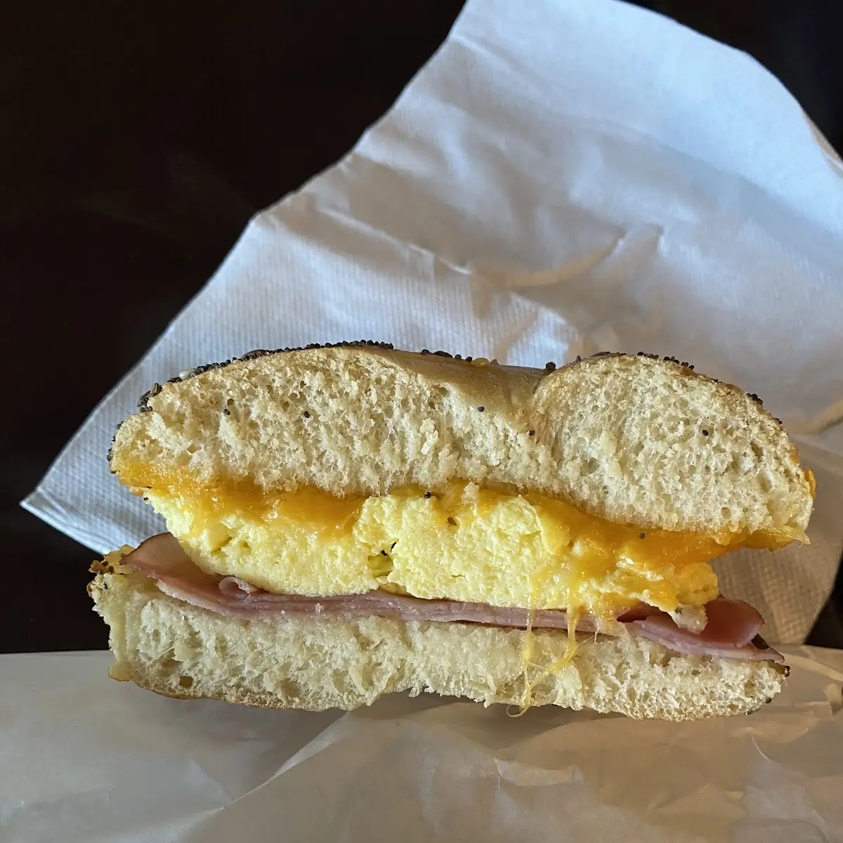Ham Egg Cheese Bagel Sandwich
