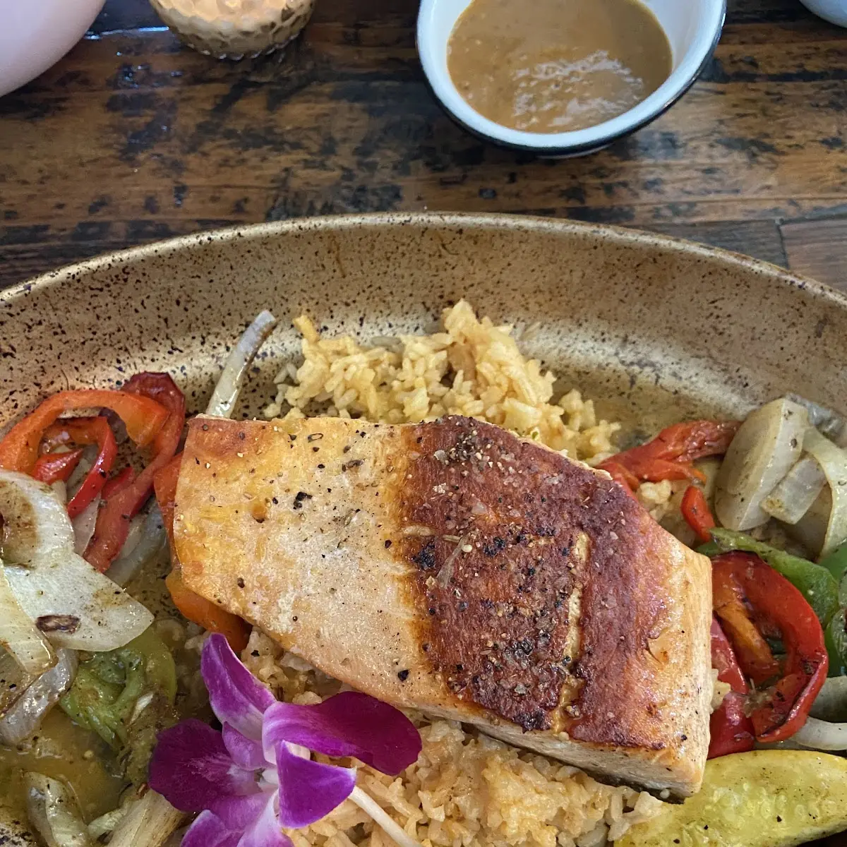 Grilled Salmon with Rice and Veggies