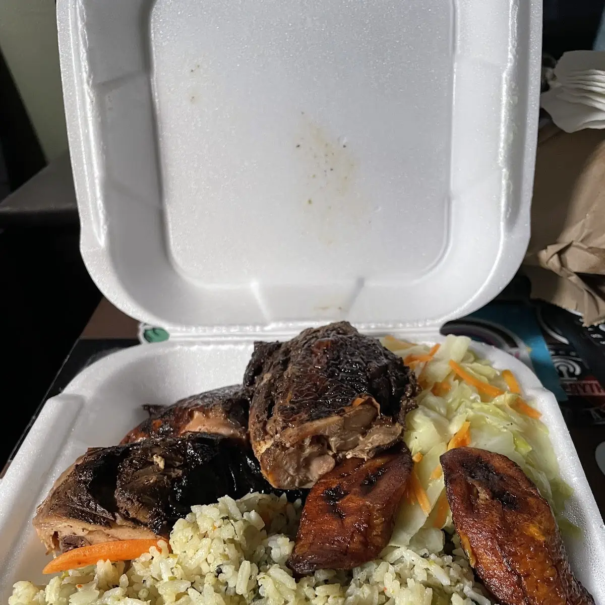 Jerk Chicken Spinach Rice Steamed Vegetables Size Small