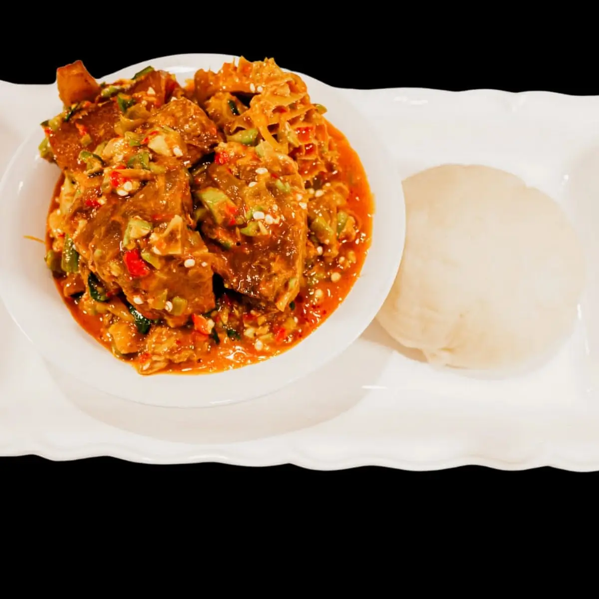 Okra Soup with Pounded Yam