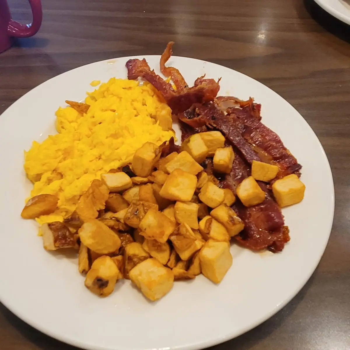 Scrambled Eggs and Potatoes and Bacon