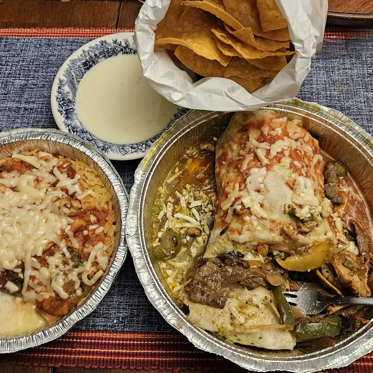Texas Burrito and Chile Pablano with Cheese Dip