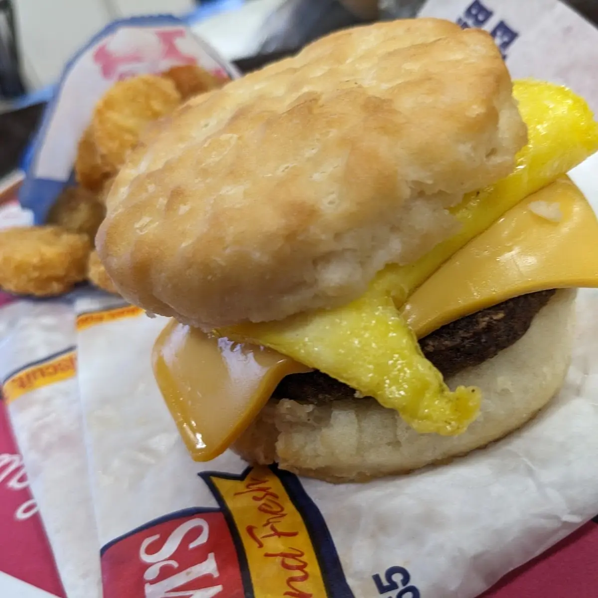 Sausage Egg and Cheese Biscuit Sandwich