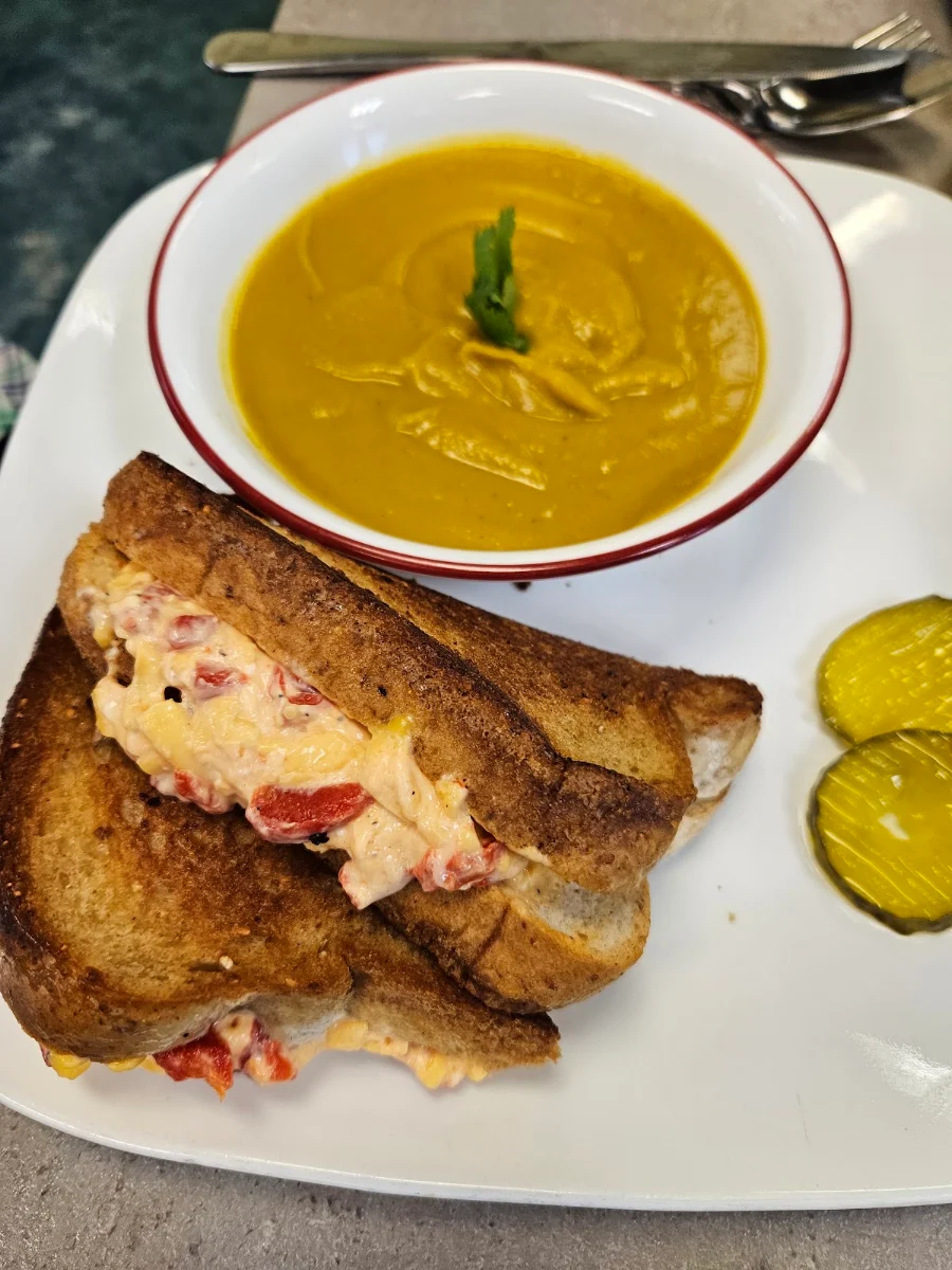 Pimento Cheese Sandwich with Coconut Curry Soup