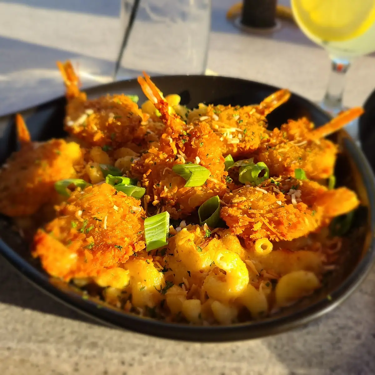 Coconut Shrimp Macaroni & Cheese
