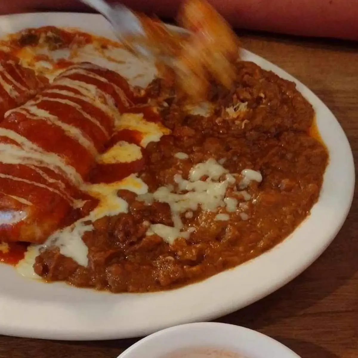 Chicken Chimichanga with Refried Beans