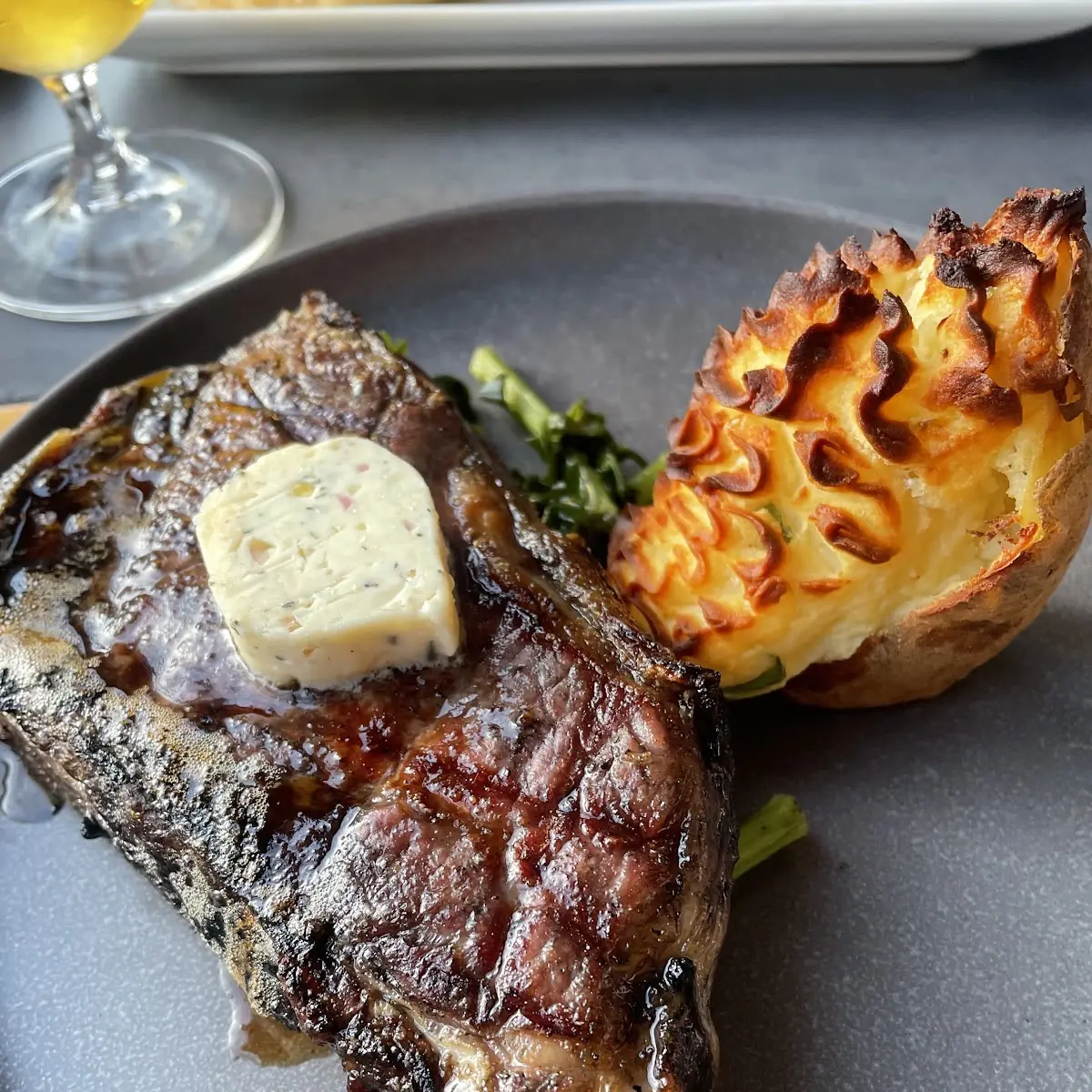 Dry Aged Steak with Twice Baked Potato