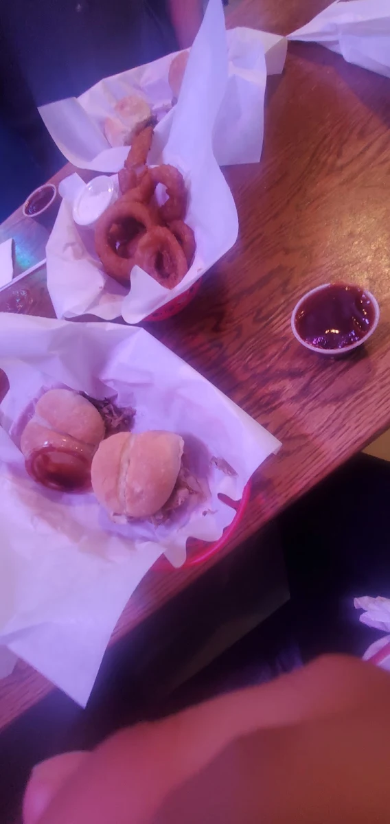 Pork Sliders and Onion Rings