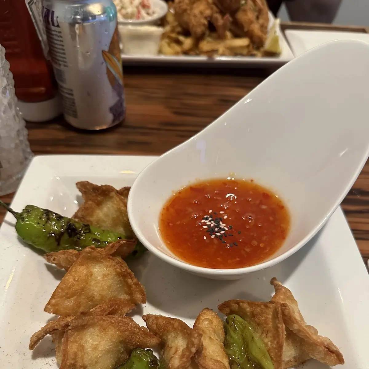 Crab Rangoon and Shishito Peppers