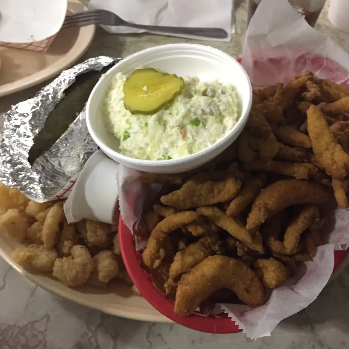 Fried Clam Strips and Shrimp