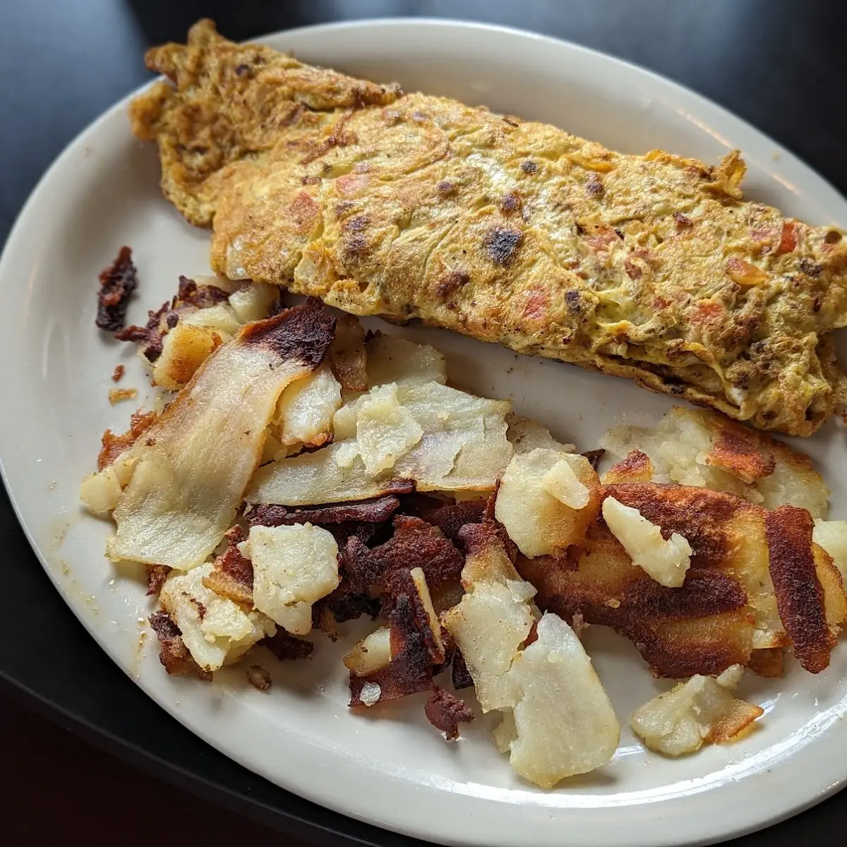 Sausage Eggs over Medium Fried Potatoes Coffee