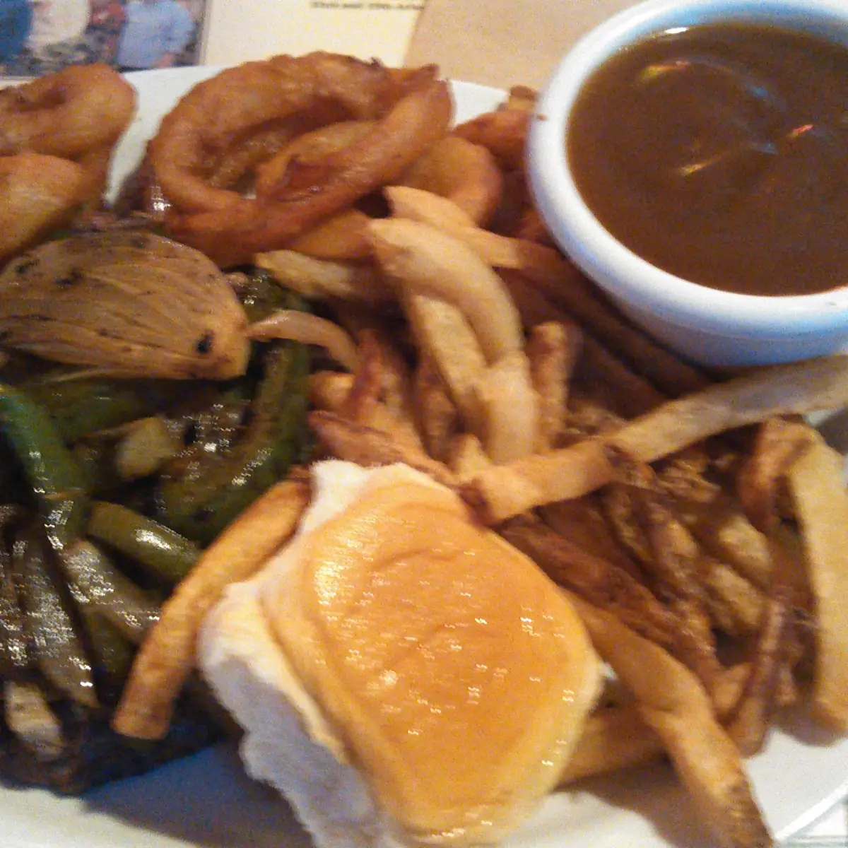 Hamburger Steak and Onion Rings