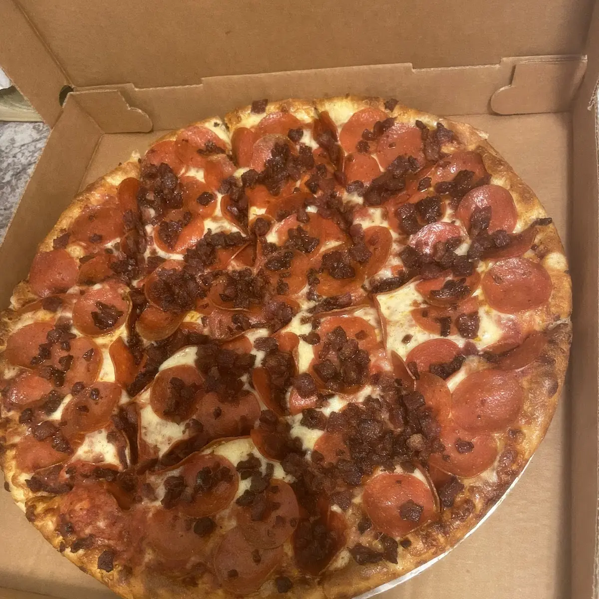 Double Pepperoni Pizza with Bacon