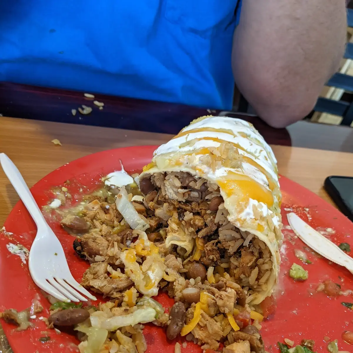 Inside a Green Chicken Burrito
