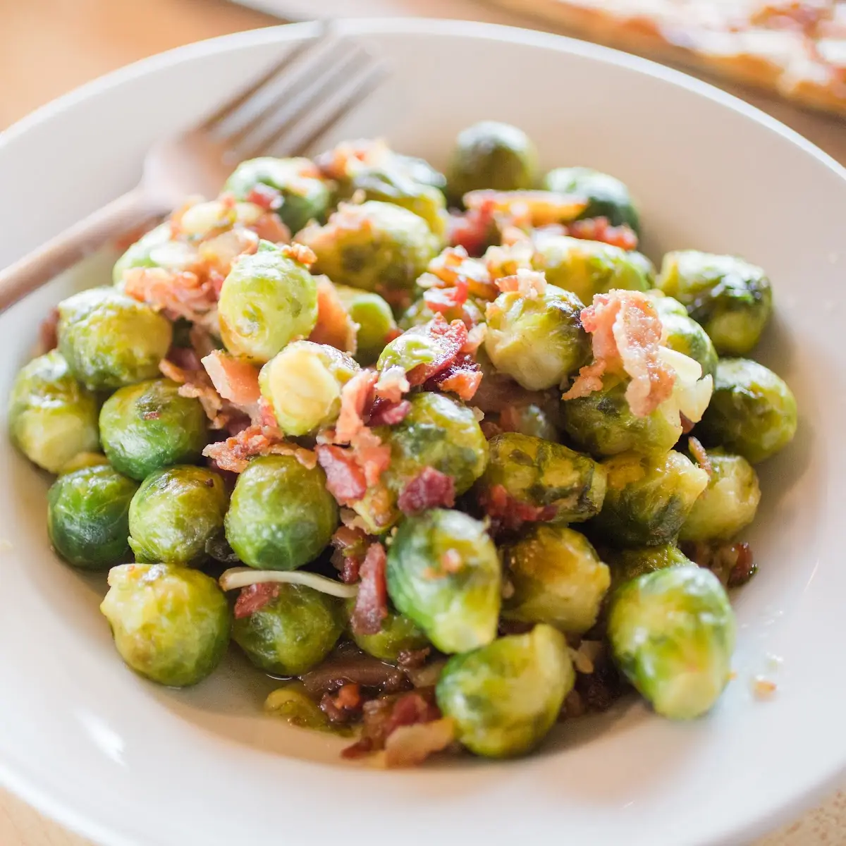 Pan Fried Brussel Sprouts with Bacon & Fresh Garlic