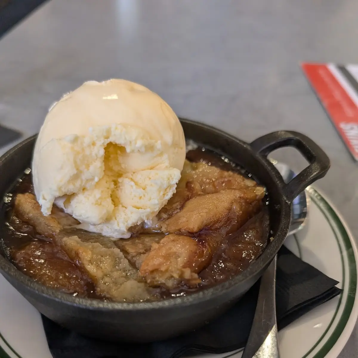 Peach Cobbler with Vanilla Ice Cream