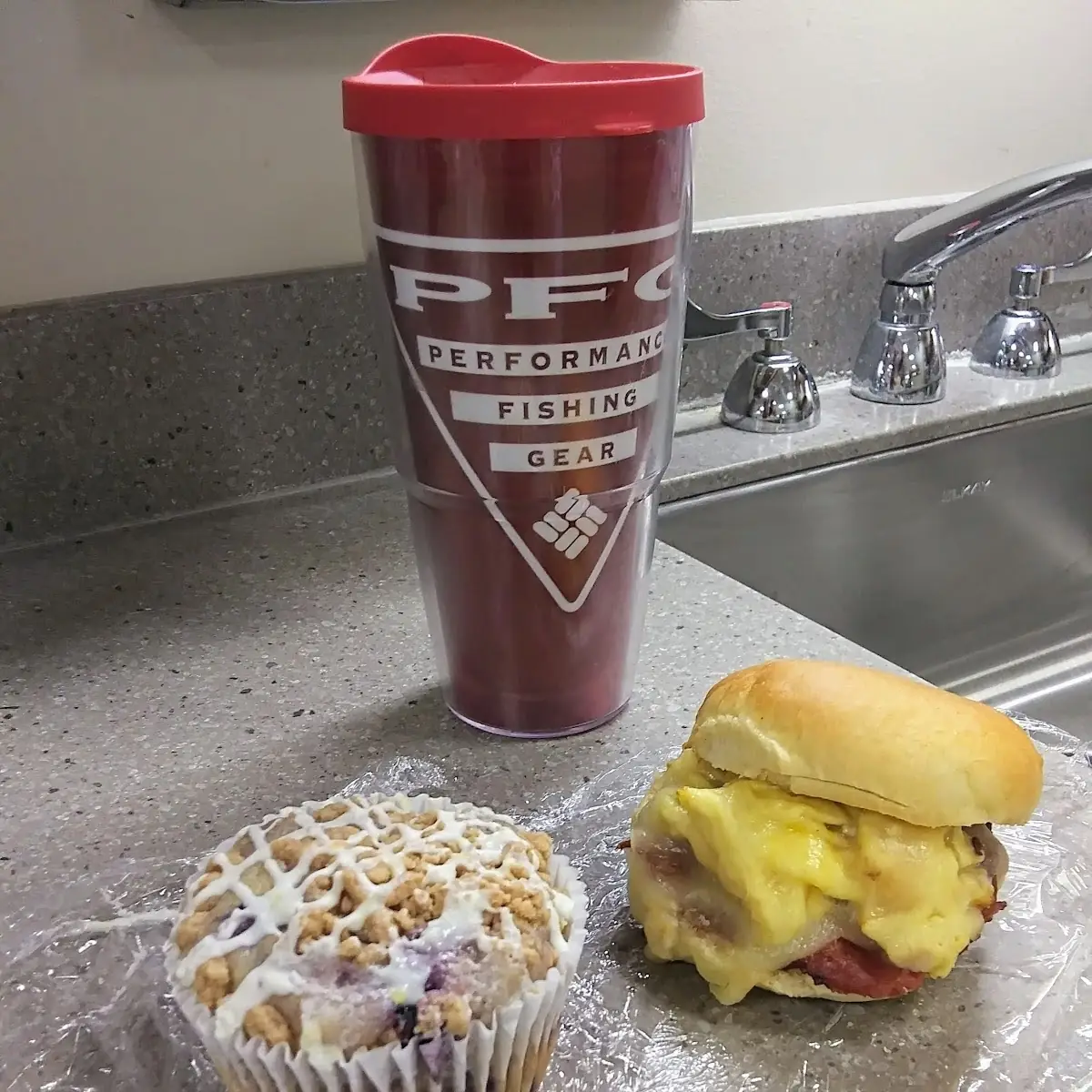 Blueberry Muffin and Capicola & Egg Sandwich