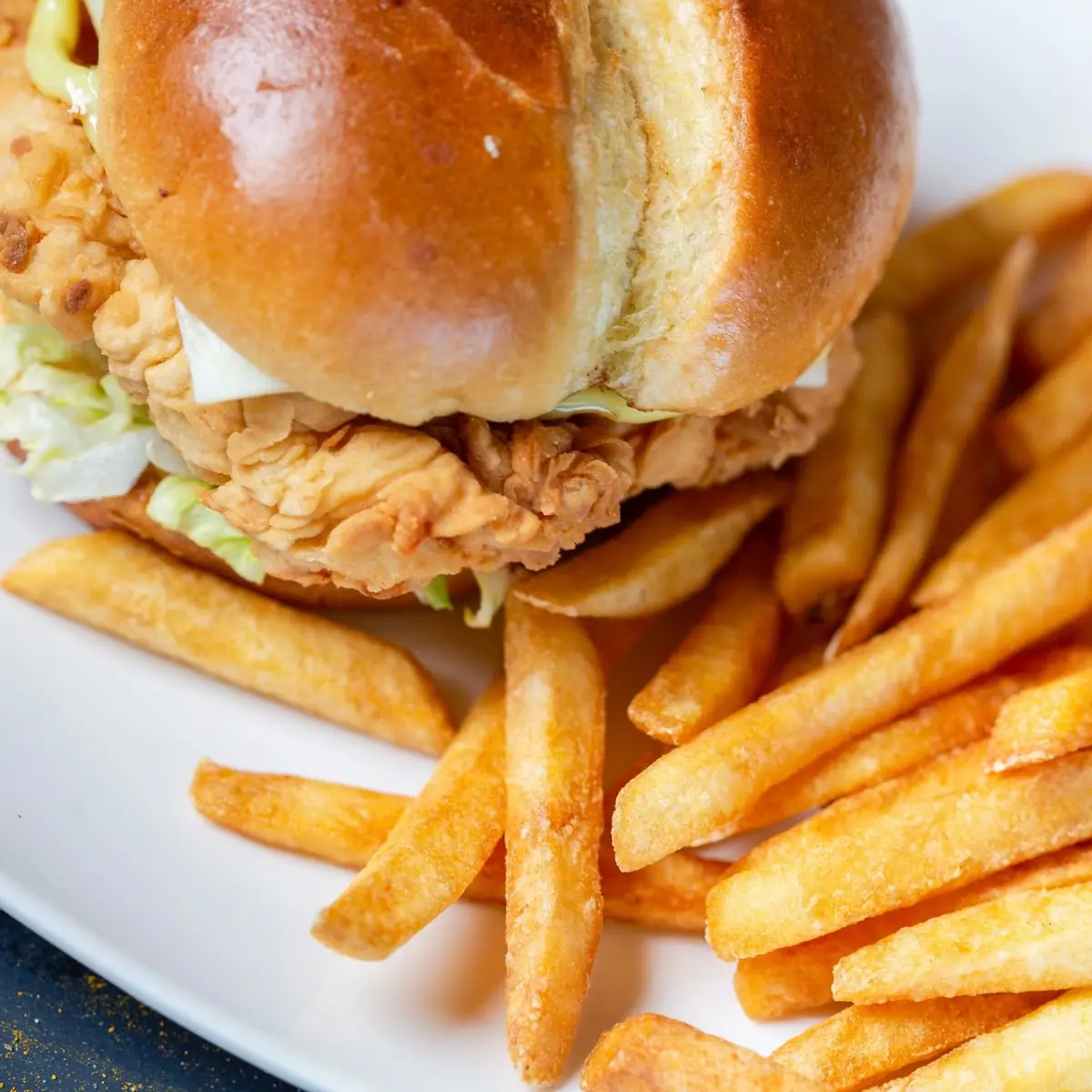Crispy Chicken Burger and Fries