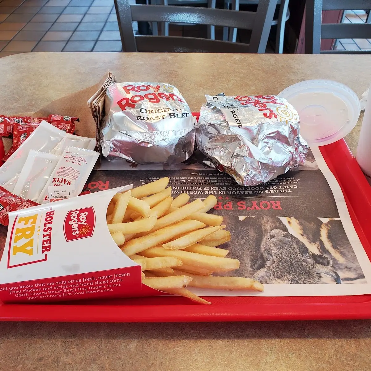 Roast Beef Cheeseburger and Fries