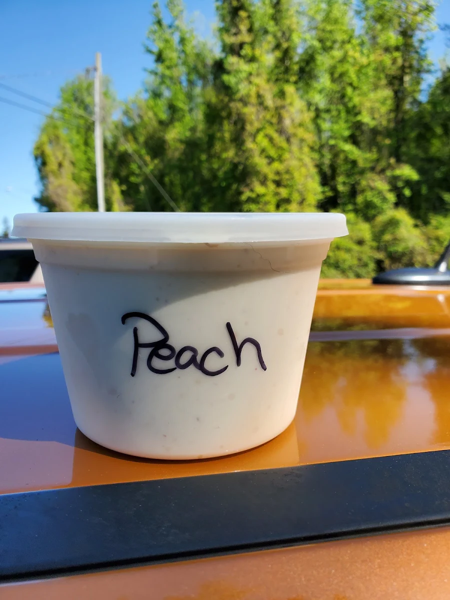 Peach Icream in Freezer Container to Take Home